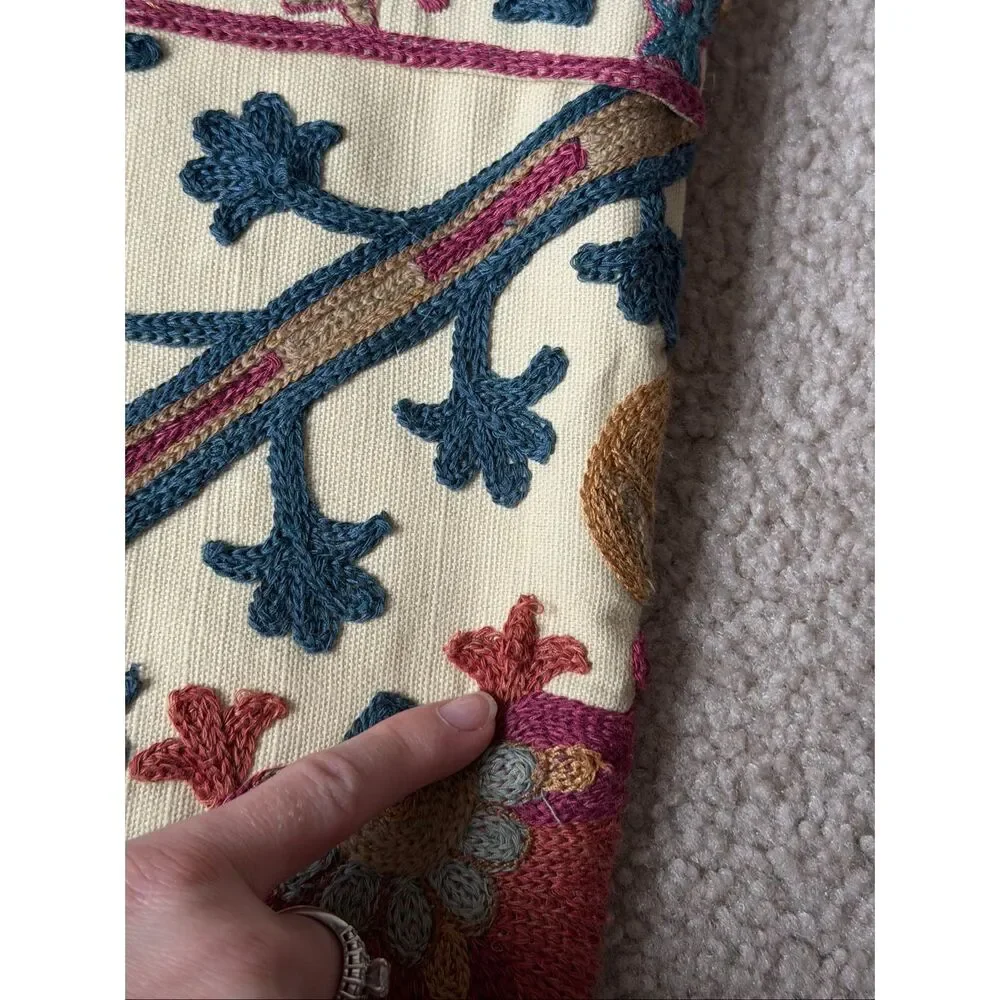 Pottery Barn Rozelle Embroidered Pillow‎ Cover Boho 20 x 20